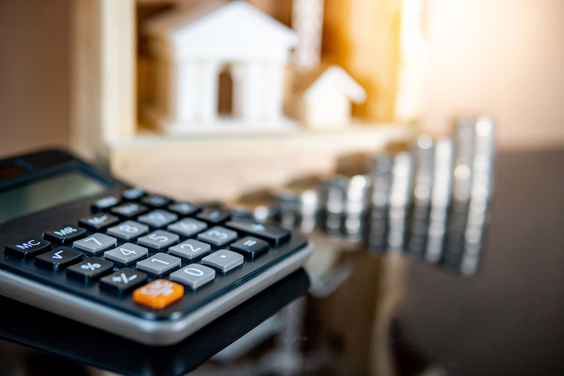 Financial planning with calculator and documents